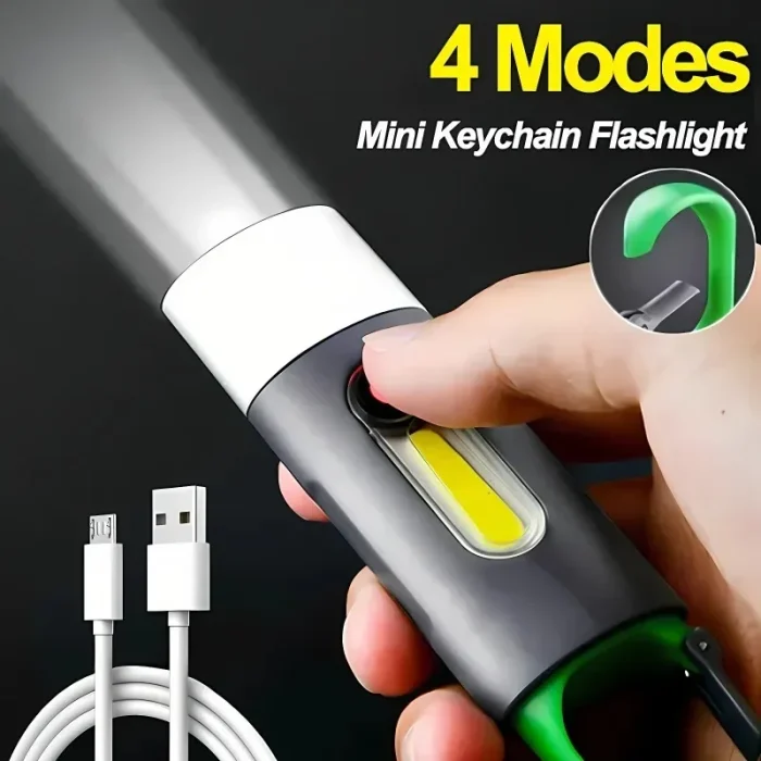 Portable COB Keychain Flashlight – USB Rechargeable Mini LED Work Light - Image 3