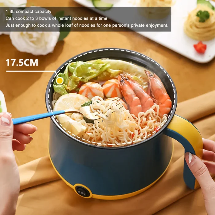 Electric Mini Hot Pot 1.8L 600W Non Stick 2 Levels Adjustable Stainless Steel Electric Pot Electric Cooker Rapid Noodles Cooker - Image 2