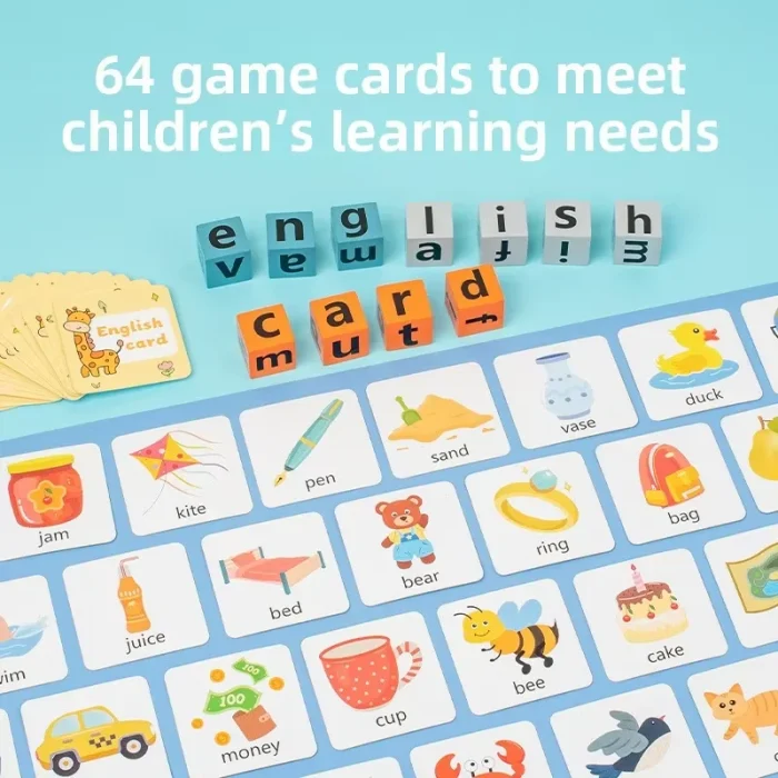 Alphabet Letter Blocks Word Spelling Game – Montessori Phonics Educational Toy - Image 3