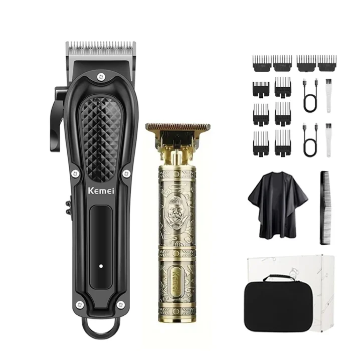 Kemei 2290 2293 Professional Cordless Electric Hair Cutting Kit Hair Clipper Men Barber Fade Clipper and Zero Gapped Trimmer Set - Image 7