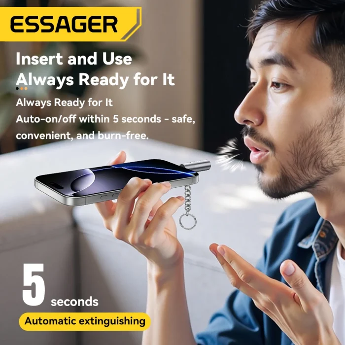 Essager TypeC Mini Cigarette Lighter Tungsten Wire Blowing Safety and Energy Saving Without Charging Can Be Carried On The Plane - Image 2