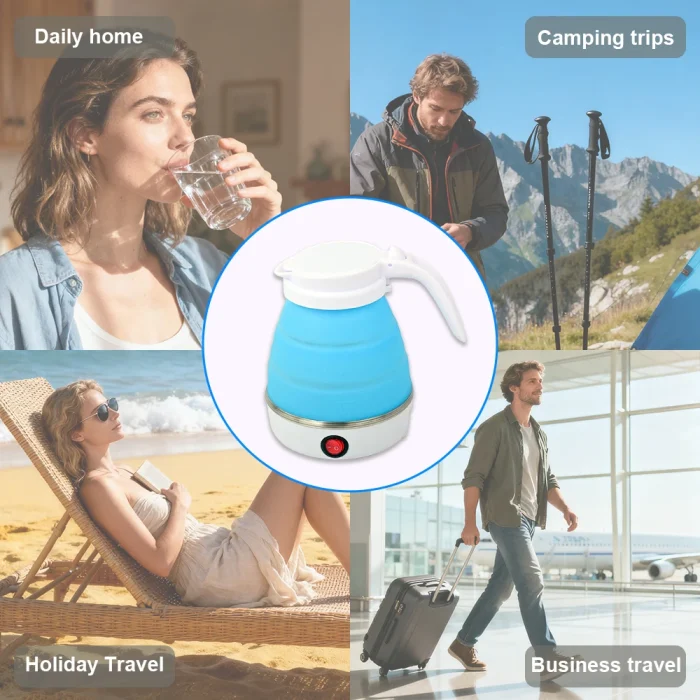 0.6L Mini Folding Kettle Portable Water Heater electric kettle household water heater silicone compression Easy To Travel - Image 6