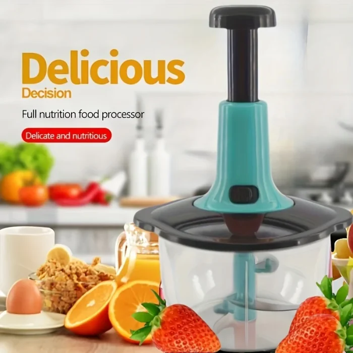 S97c3d6ac01784277869351125ff4f00da.webp Rotating Vegetable and Fruit Slicer – Manual Shredder & Slicer - Image 1