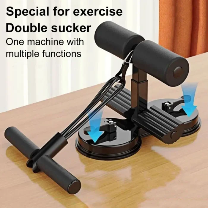 S9eca1a31c17a47a8afb2f35ef8e574060.webp Sit-Up Assistant Bar – Adjustable Foot Holder with Resistance Band & Dual Suction Cups - Image 1