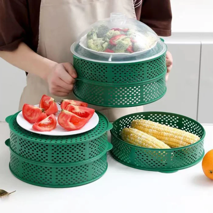 6 Layer Stackable Food Cover Storage Tray - Image 2