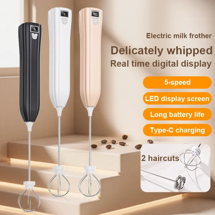 Wireless Electric Milk Frother 5 Speed – Type-C Rechargeable Milk Foamer - Image 5
