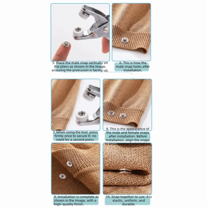 50/100Sets DIY Craft Five Claw Buckle Clamp Set Multi-Purpose 9.5mm Snaps Buttons Snap Fastener Kit Colorful Invisible - Image 5