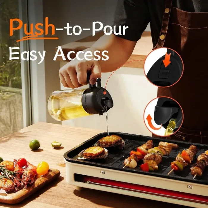 2 In1 Oil Spray Bottle Plastic Kitchen Barbecue Cooking Olive Oil Dispenser Oil Jar Baking Vinegar Soy Sauce Spray Container - Image 4