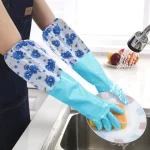 Floral Extra Long Rubber Dishwashing Gloves - Image 8
