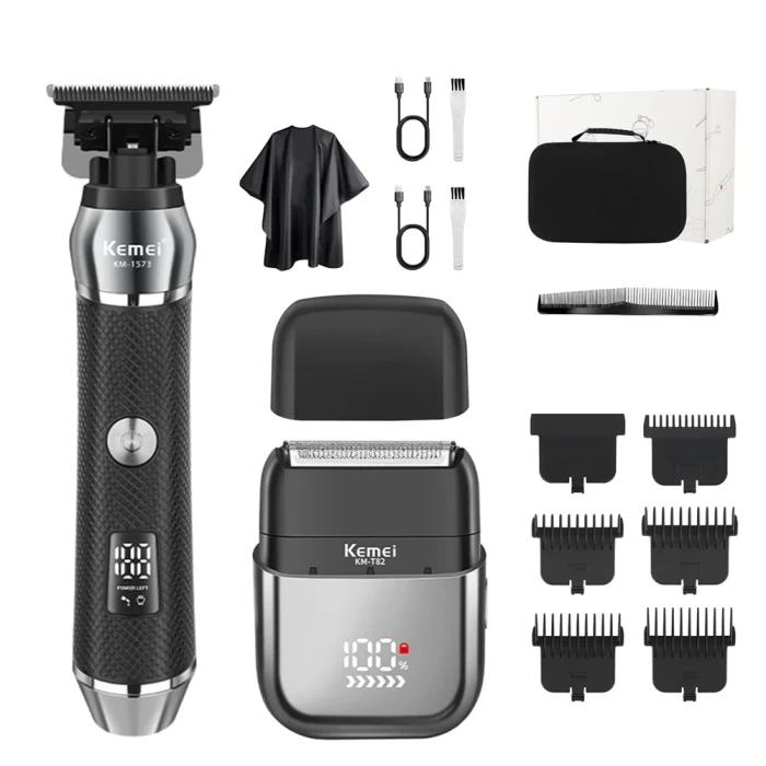 Kemei 2290 2293 Professional Cordless Electric Hair Cutting Kit Hair Clipper Men Barber Fade Clipper and Zero Gapped Trimmer Set - Image 11