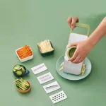 5 in 1 Vegetable Cutter Multifunctional  – Stainless Steel Manual Slicer, Grater & Chopper - Image 2