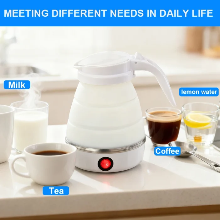 0.6L Mini Folding Kettle Portable Water Heater electric kettle household water heater silicone compression Easy To Travel - Image 3