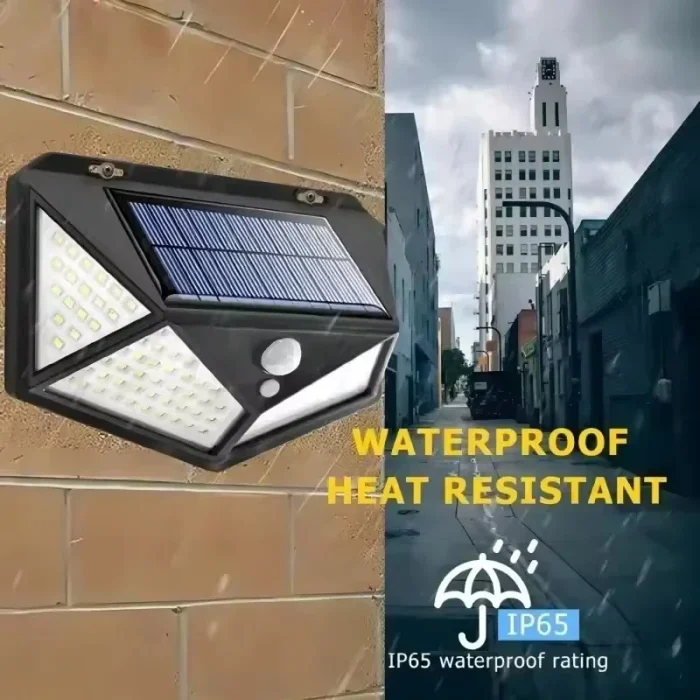 100 LED Solar Outdoor Motion Sensor Light – Four-Sided Wall & Garden Lamp - Image 4