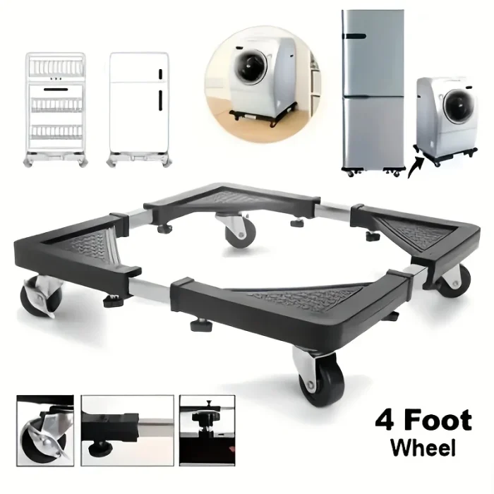 Stainless Steel Appliance Dolly Cart with 4 Locking Wheels – Adjustable Mobile Base - Image 1
