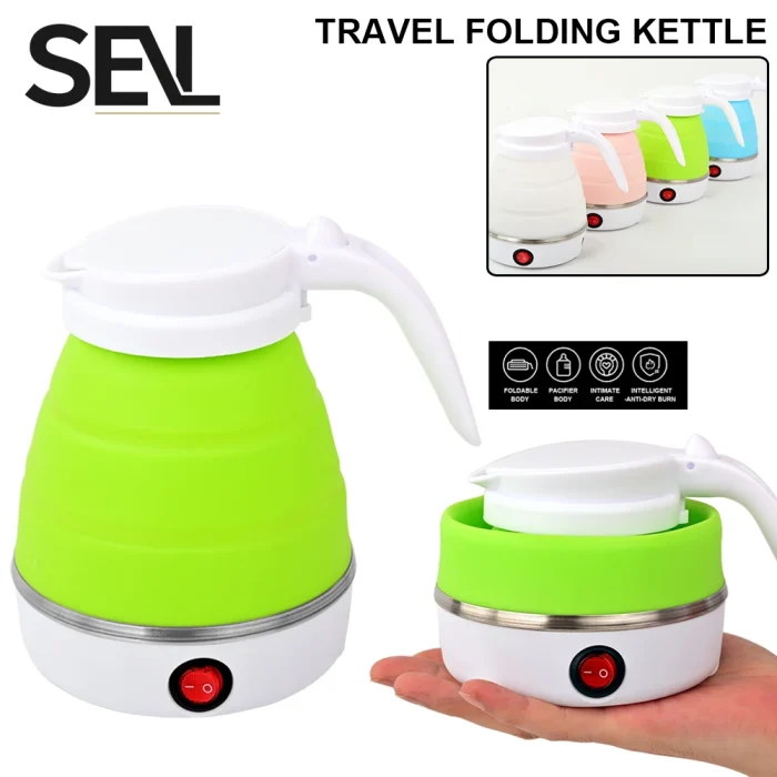 Mini foldable electric kettle 0.6L portable electric kettle household travel water heater silicone compression 110V-220V - Image 1