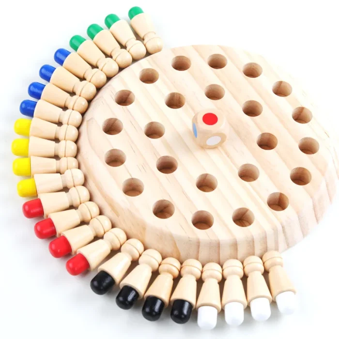 Wooden Memory Match Stick Chess Game – Montessori Color Matching Educational Toy - Image 1