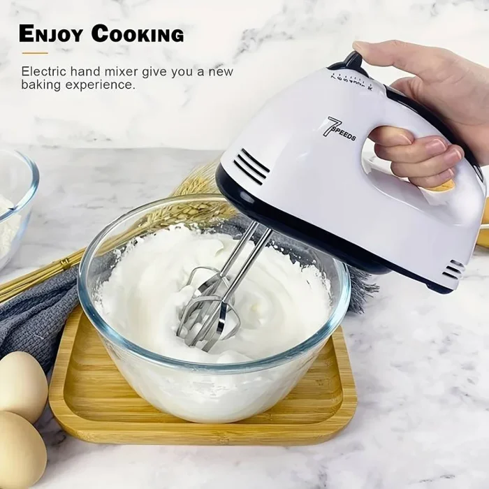 7 Speed Electric Egg Beater – Handheld Cake, Cream & Dough Mixer - Image 1