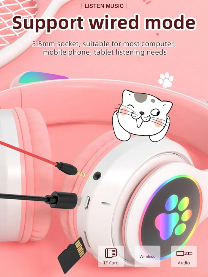 Cat Ear Wireless Headphones Jerry 5.0 – Bluetooth Music & Gaming Headset - Image 6