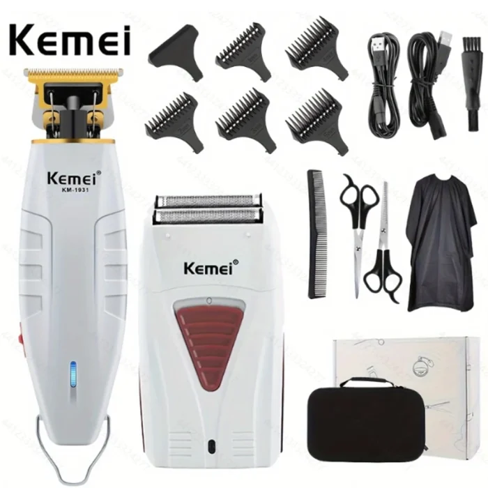 Kemei 2290 2293 Professional Cordless Electric Hair Cutting Kit Hair Clipper Men Barber Fade Clipper and Zero Gapped Trimmer Set - Image 10
