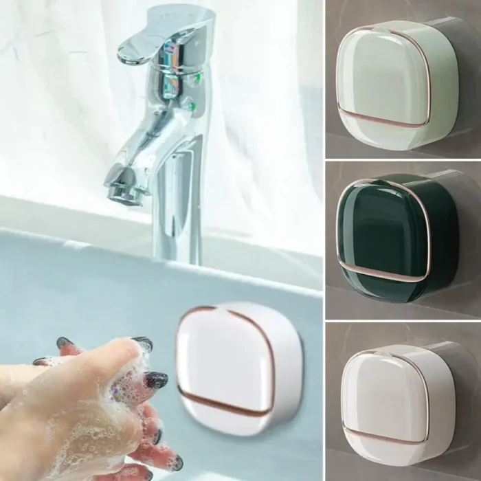 Wall Mounted Soap Dish With Drainage Box Waterproof Punch-Free Bathroom Drain Soap Box Soap Storage Case Bathroom Accessories - Image 3