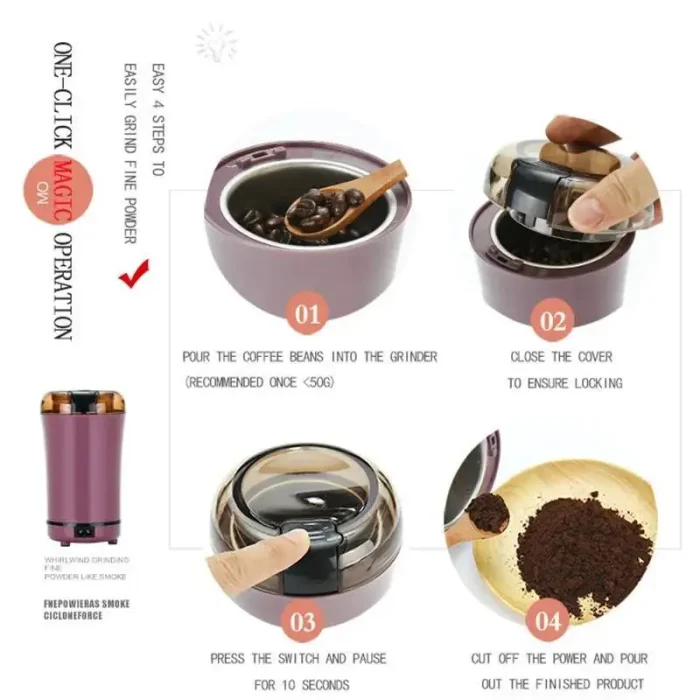 50g Electric Coffee Grinder 150W – Mini Spice, Nuts & Grain Grinder - Image 5