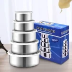 5pcs Stainless Steel Salad Bowl Set with Lid 230/400/600/1000/1200ML Food Storage Container Rust Resistant Fresh Keeping