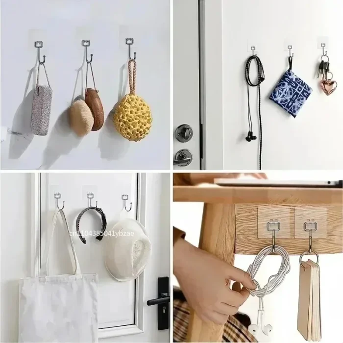 Self Adhesive Hooks Rotating Waterproof Strong Sticker Holder Wall Door Storage Hanging Hook Kitchen Bathroom Organizer - Image 2