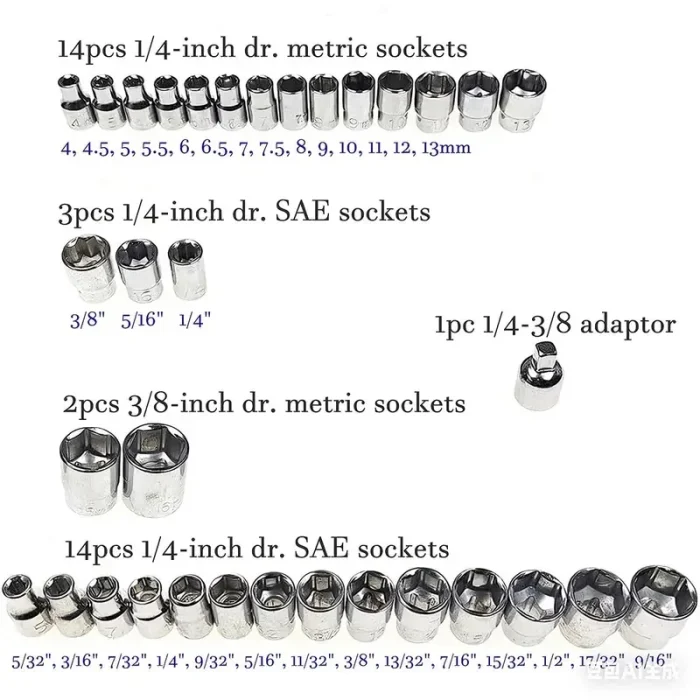 40-Piece Auto Disassembly Socket Wrench Set – Automotive Repair Tool Kit - Image 4