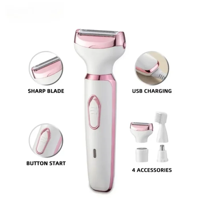 4 in 1 Electric Lady Shaver Body Hair Removal Epilator Painless Cordless Trimmer Razor Gifts for Women Home Appliances - Image 4