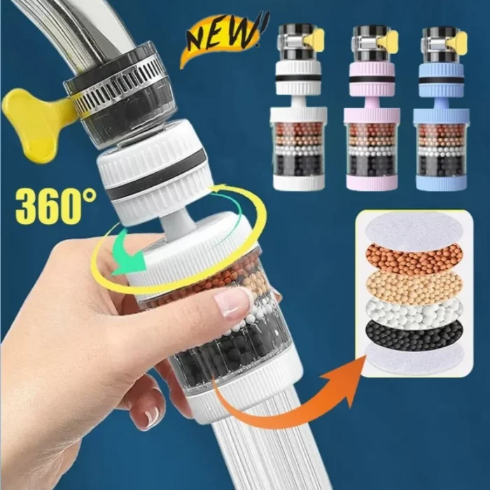 Sf91eb01663ce4d8a8d8f10f21f231125v.webp New 360° Rotation Water Faucet Filter Household Kitchen Faucet Mini Tap Water Clean Purifier Carbon Filter Filtration Cartridge - Image 1