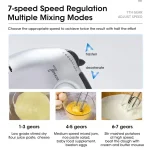 7 Speed Electric Egg Beater – Handheld Cake, Cream & Dough Mixer - Image 6