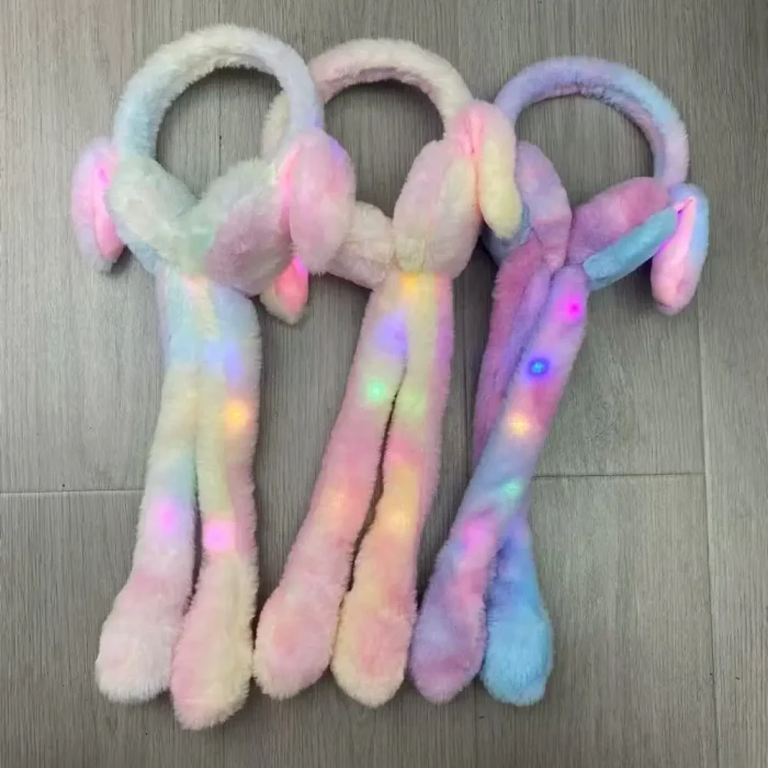 Moving Rabbit Earmuffs Glow-in-the-Dark Plush Ear Warmers with Moving Bunny Ears - Image 2